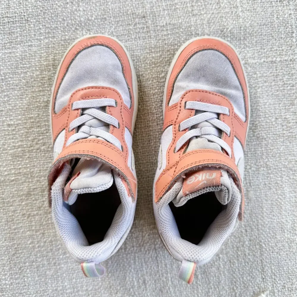 Nike Court Borough Low 2 SE Peach & White Sneakers GUC Toddler size 10